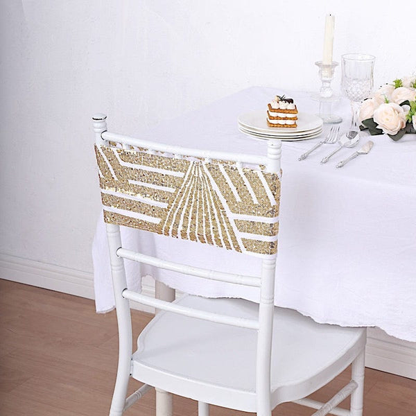 5 Geometric Sequined Stretchable Spandex Chair Sashes