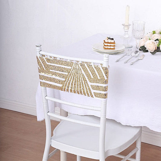 5 Geometric Sequined Stretchable Spandex Chair Sashes