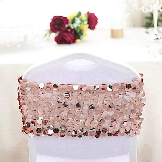 5 pcs 10 in Big Payette Sequined Chair Sashes