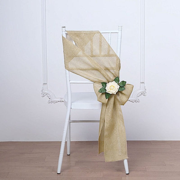 5 pcs 6x108 in Faux Burlap Chair Sashes