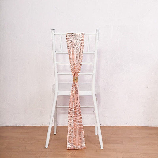5 Sequined Geometric Design Tulle Chair Sashes