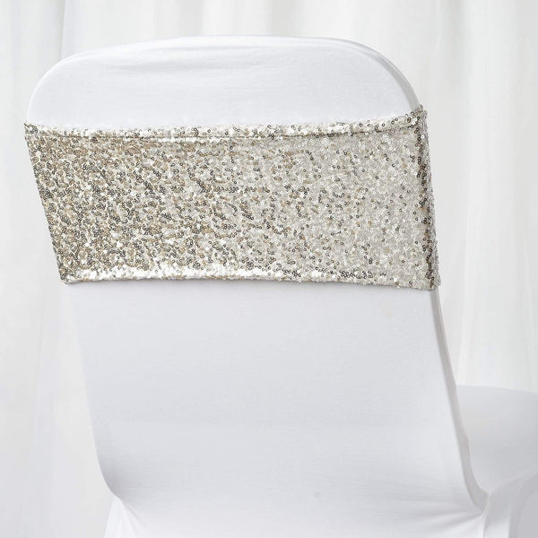 5 pcs Champagne Sequin Spandex Chair Sashes