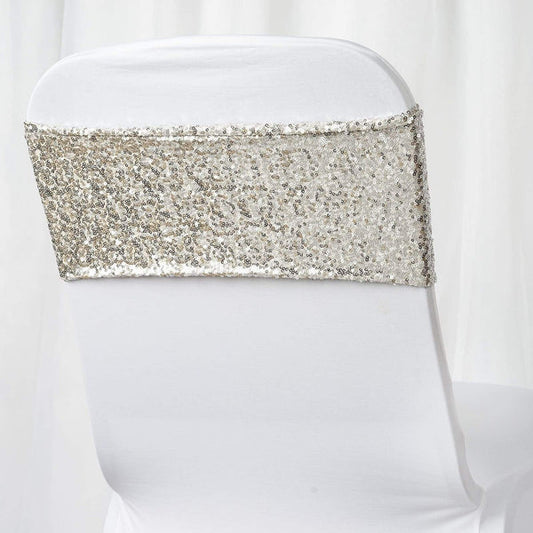 5 pcs Champagne Sequin Spandex Chair Sashes