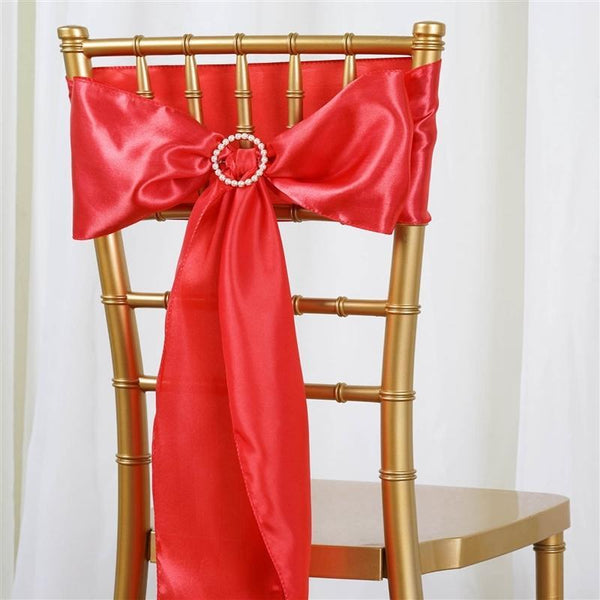 5 pcs Satin Chair Sashes Bows Ties Wedding Decorations