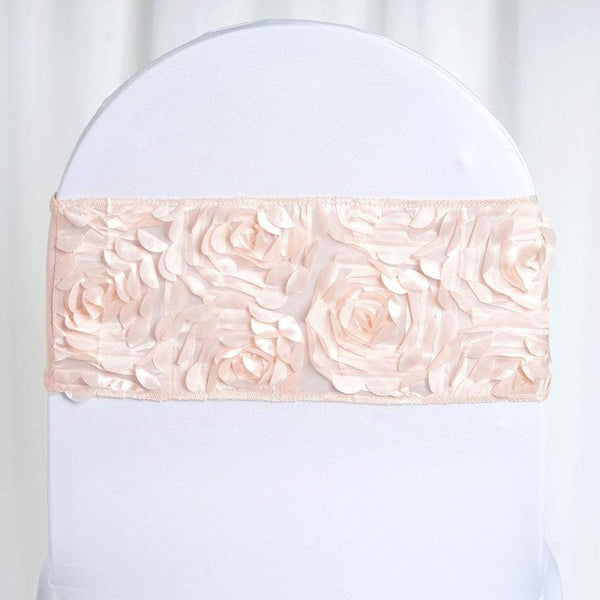 5 pcs Satin Rosettes on Streachable Spandex Banquet Chair Sashes