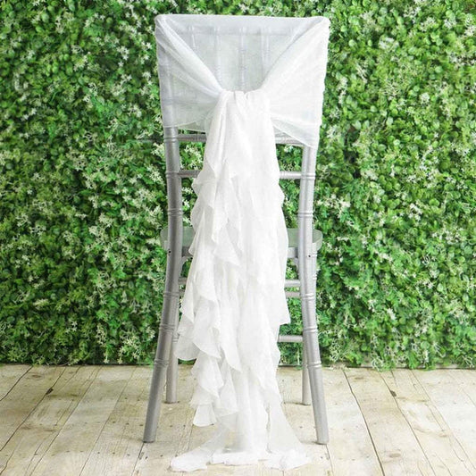 Premium Curly Chiffon Chair Cover Cap with Sashes