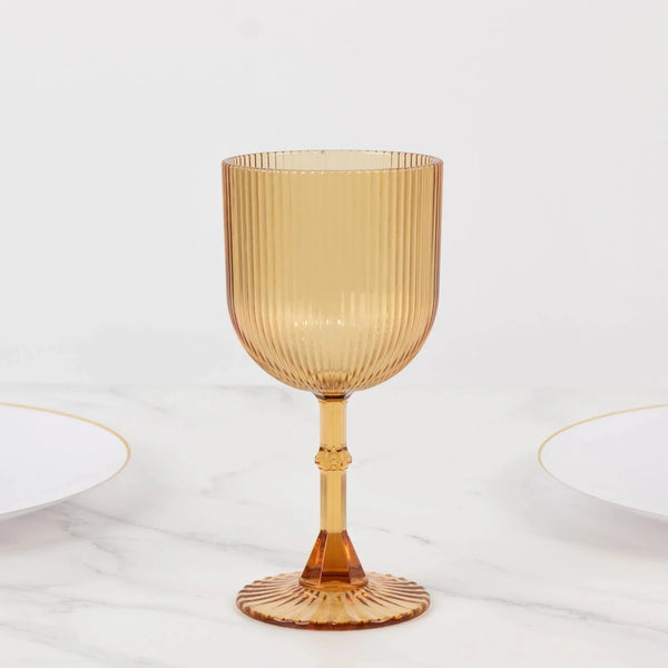 2 Plastic Wine Glasses 9oz Vintage Ribbed Pattern