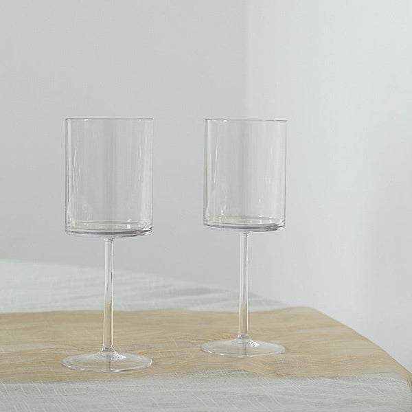 6 pack 10 oz Plastic Cylindrical Wine Glasses with Long Stem