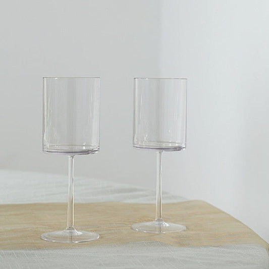 6 pack 10 oz Plastic Cylindrical Wine Glasses with Long Stem