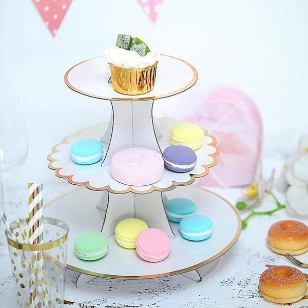 13 in tall 3 Tier Trim Centerpiece Cake Cupcake Stand Set