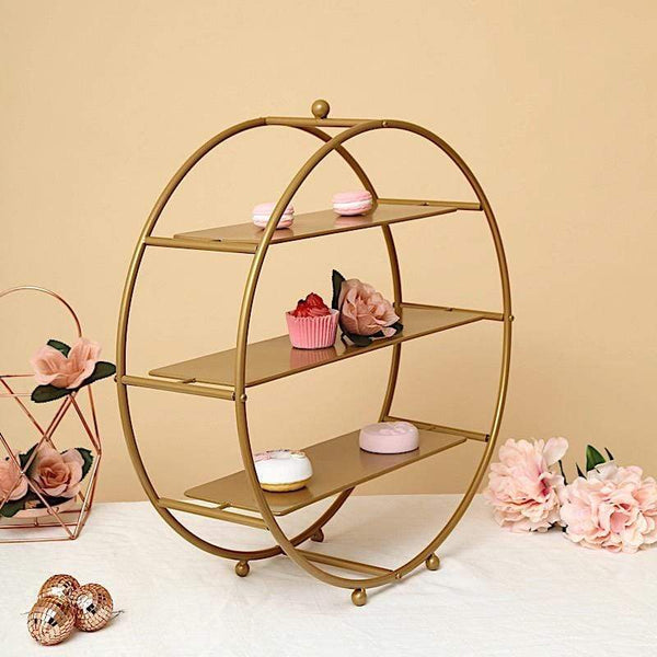 21 in tall 3 Tier Metal Wheel Cupcake Holder Dessert Display Stand