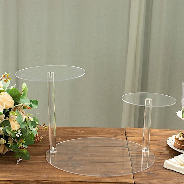 23 in Clear 3 Tier Spiral Round Plastic Cupcake Pedestal Dessert Display Stand
