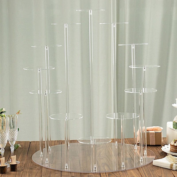 29 in Clear 12 Arm Tiered Round Acrylic Cupcake Holder Dessert Display Stand