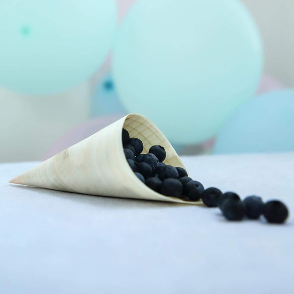 50 pcs 6 in long Natural Wooden Food Serving Cones Cups