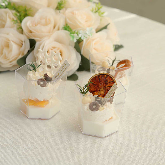 12 pcs 3 oz Clear Disposable Plastic Party Hexagon Dessert Cups