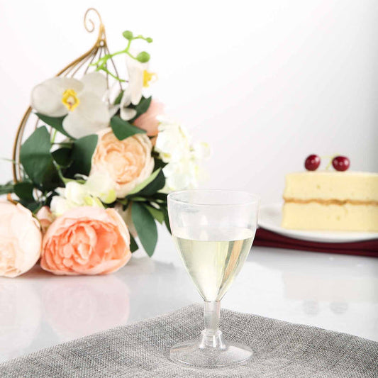 12 pcs 6 oz. Clear Classic Hollow Stem Disposable Wine Glasses