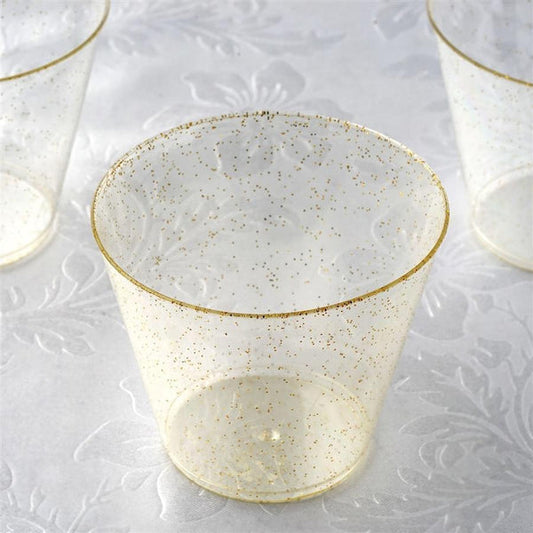 12 pcs 9 oz. Glittered Disposable Plastic Wine Cocktail Glasses