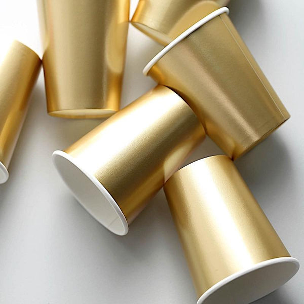 24 Metallic 9 oz All Purpose Disposable Paper Drinking Cups