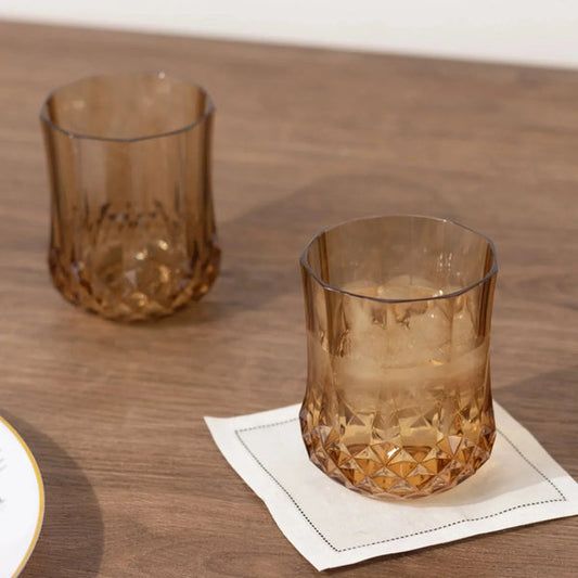 6 Crystal 8 oz Plastic Stemless Wine Glasses