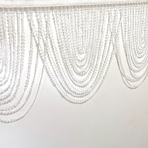 2 Clear Acrylic Crystal Beaded Doorway Curtains Valance Fabric Top Rod Pocket