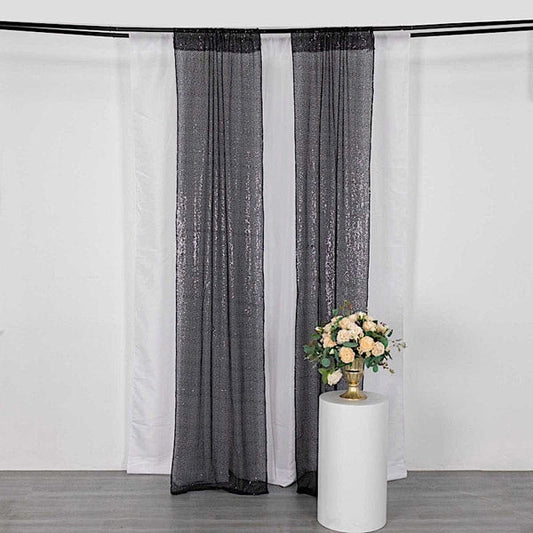 2 Panels 8 x 2 feet Sequin Drapery Backdrop Curtains with Rod Pockets