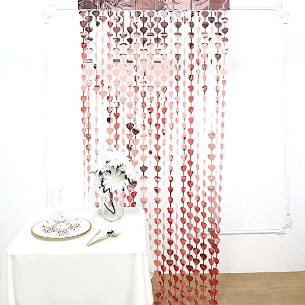 Metallic Heart 3x6.5 feet Foil Tassels Fringe Backdrop Curtains