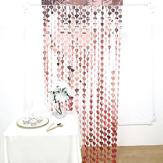 Metallic Heart 3x6.5 feet Foil Tassels Fringe Backdrop Curtains