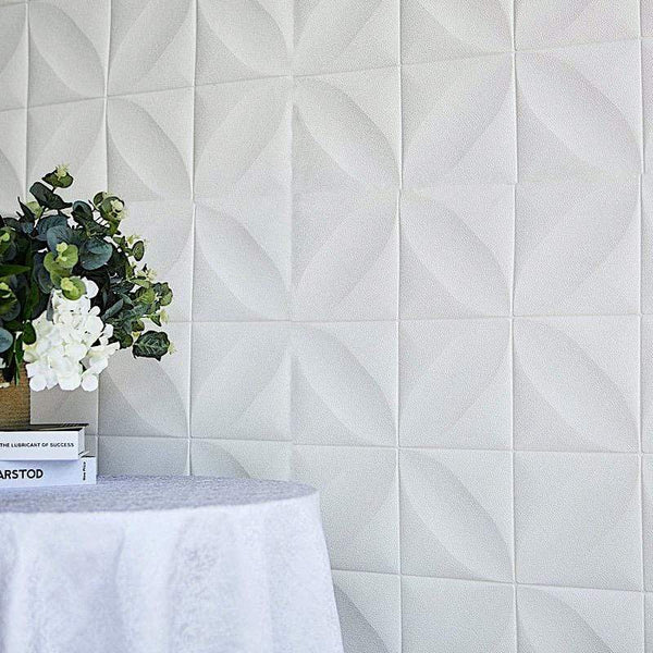 10 White 28 in Self Adhesive Diamond Foam Wall Panels