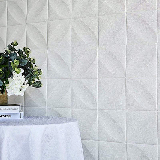 10 White 28 in Self Adhesive Diamond Foam Wall Panels