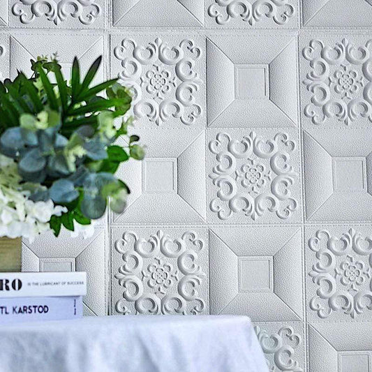 10 White 28 in Self Adhesive French Country Style Foam Wall Panels