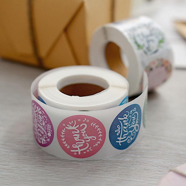 1000 Assorted Thank You 1.5 in Round Stickers Rolls