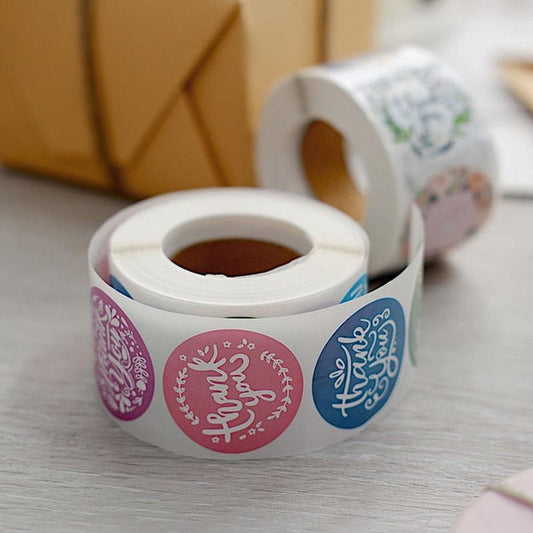 1000 Assorted Thank You 1.5 in Round Stickers Rolls