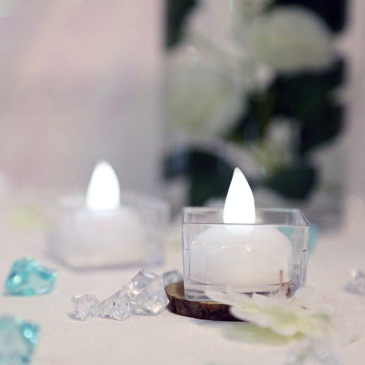 12 White LED Battery Operated Floating Tealight Candles Lights