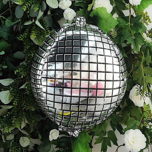 13 in wide Silver Disco Ball Orb Mylar Foil Balloon