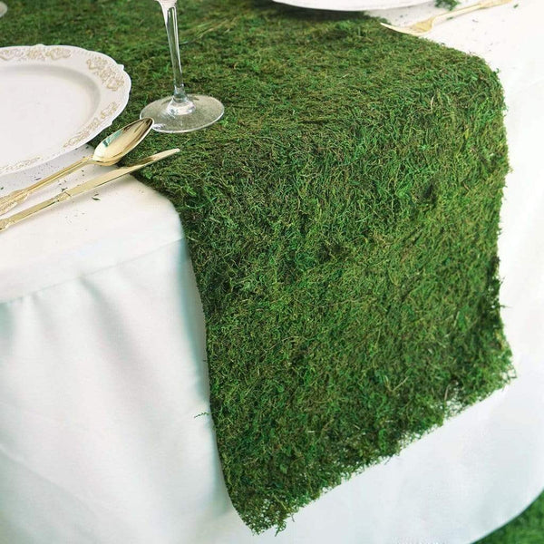 14 x 48 in Green Natural Moss Table Top Runner Mat