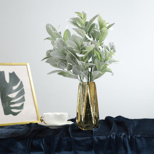 2 Frosted Green 24 in Artificial Flocked Lambs Ear Leaves Sprays Stems