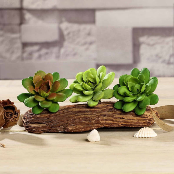 3 pcs 3" Assorted Echeveria Rosettes Artificial Faux Succulent Cactus Plants Picks Stems