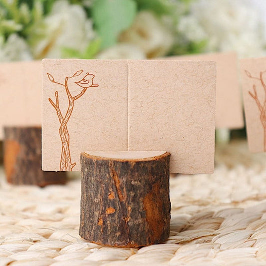 4 Natural Wood Table Sign Holders with Placecards