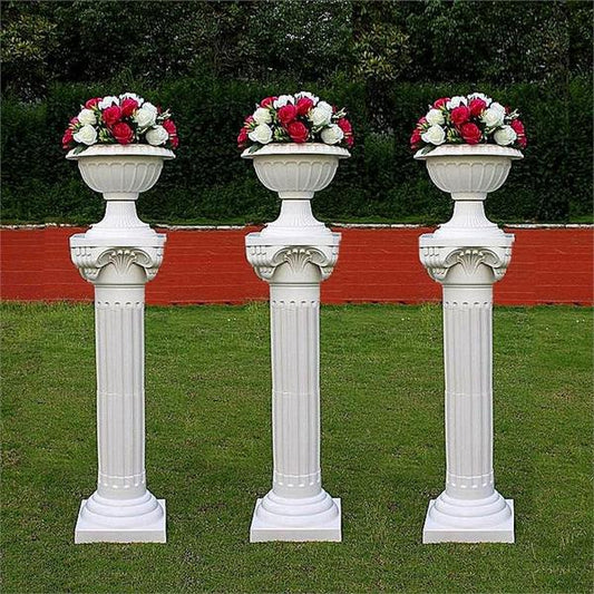4 White 34 in tall Adjustable Roman Columns Plant Pedestal Stands