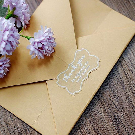 500 Natural with White Thank You For Supporting My Small Business 2 in Stickers Roll