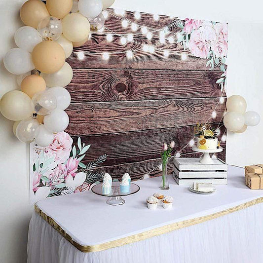 5x7 ft Vinyl Photography Background Brown Vintage Wood Printed Party Backdrop