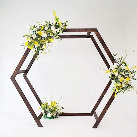7 feet Natural Wood Backdrop Stand Hexagon Shape Wedding Arch