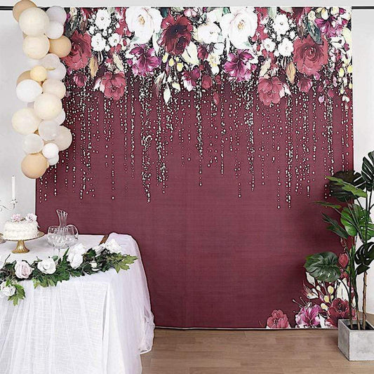 8 ft Vinyl Photography Background Burgundy Roses Printed Party Backdrop