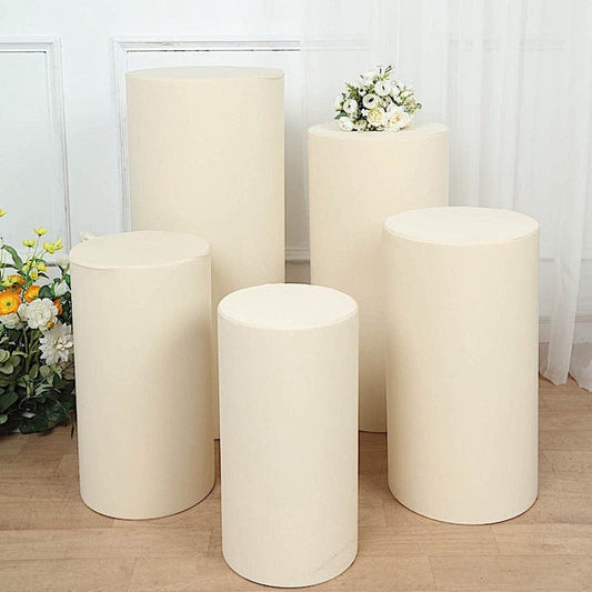 5 Cylinder Pedestal Fitted Spandex Display Stand Covers Set