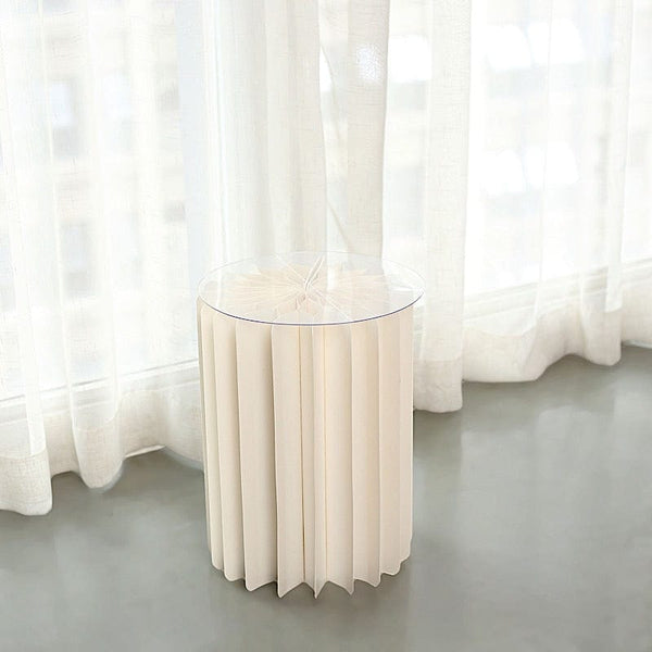 Ivory Cardboard Display Stand DIY Folding Accordion Pillar Pedestal Box