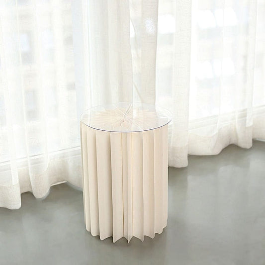 Ivory Cardboard Display Stand DIY Folding Accordion Pillar Pedestal Box