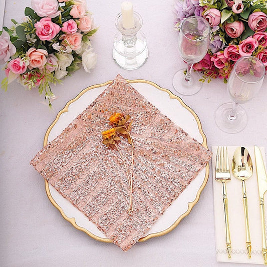20x20 in Sequined Geometric Design Tulle Net Fabric Table Napkin