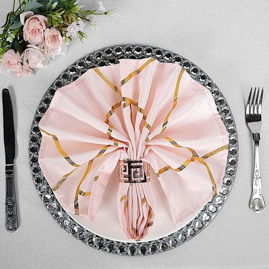 5 Geometric Design Polyester Dinner Table Napkins