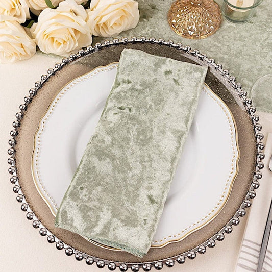 5 pcs 20x20 in Premium Crushed Velvet Dinner Table Napkins
