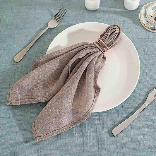 5 Premium 20x20 in Polyester Faux Burlap Table Napkins